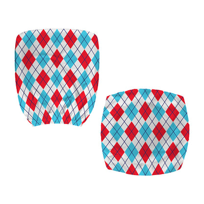 White Red And Blue Argyle Pattern Print Office Chair Cover
