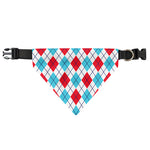 White Red And Blue Argyle Pattern Print Over The Collar Dog Bandana