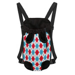 White Red And Blue Argyle Pattern Print Pet Carrier Backpack