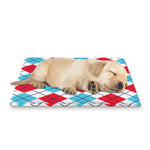 White Red And Blue Argyle Pattern Print Pet Cooling Mat Cover