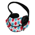 White Red And Blue Argyle Pattern Print Pet Sling Carrier