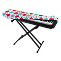 White Red And Blue Argyle Pattern Print Piano Keyboard Cover