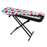 White Red And Blue Argyle Pattern Print Piano Keyboard Cover
