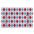 White Red And Blue Argyle Pattern Print Placemat