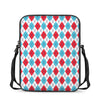 White Red And Blue Argyle Pattern Print Rectangular Crossbody Bag