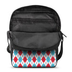 White Red And Blue Argyle Pattern Print Rectangular Crossbody Bag