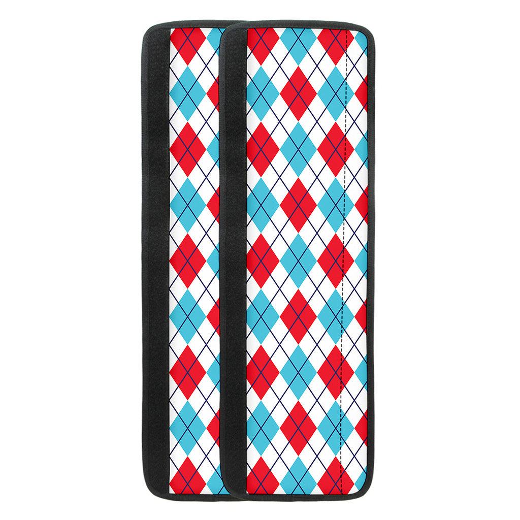 White Red And Blue Argyle Pattern Print Refrigerator Handle Covers