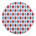 White Red And Blue Argyle Pattern Print Round Blanket