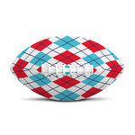 White Red And Blue Argyle Pattern Print Rugby Ball