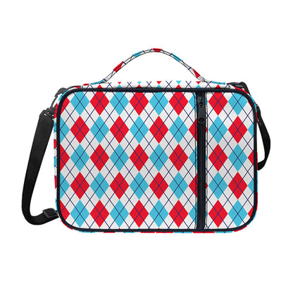 White Red And Blue Argyle Pattern Print Shoulder Strap Bible Bag