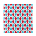 White Red And Blue Argyle Pattern Print Silk Bandana