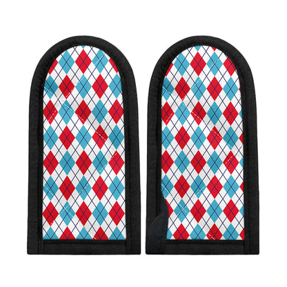 White Red And Blue Argyle Pattern Print Skillet Handle Cover