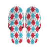 White Red And Blue Argyle Pattern Print Slippers