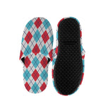 White Red And Blue Argyle Pattern Print Slippers