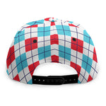 White Red And Blue Argyle Pattern Print Snapback Cap