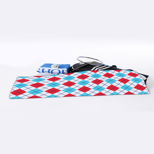 White Red And Blue Argyle Pattern Print Sports Towel