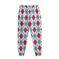 White Red And Blue Argyle Pattern Print Sweatpants