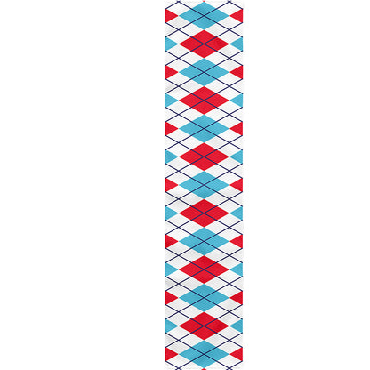 White Red And Blue Argyle Pattern Print Table Runner