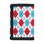 White Red And Blue Argyle Pattern Print Trifold Wallet