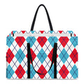 White Red And Blue Argyle Pattern Print Utility Tote Bag