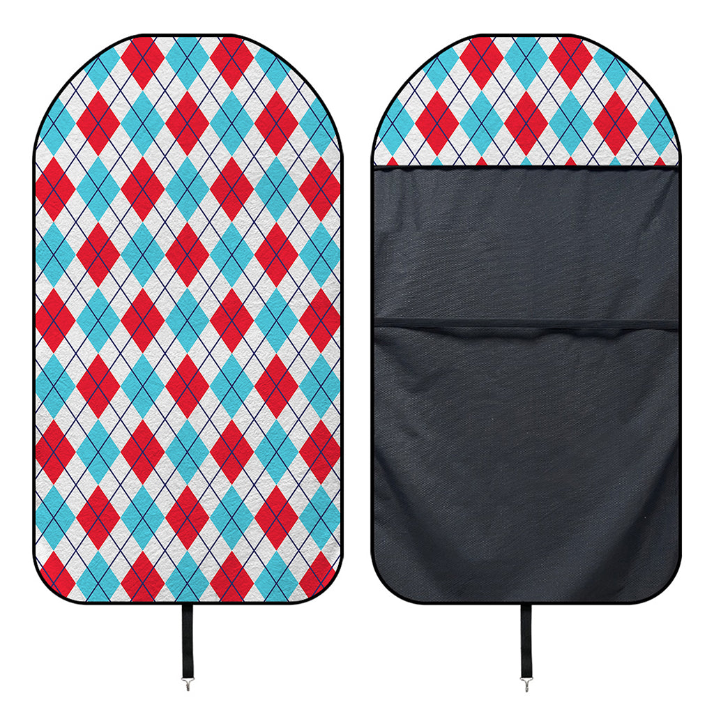 White Red And Blue Argyle Pattern Print Waterproof Car Seat Cover
