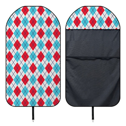 White Red And Blue Argyle Pattern Print Waterproof Car Seat Cover