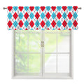 White Red And Blue Argyle Pattern Print Window Valance
