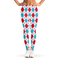 White Red And Blue Argyle Pattern Print Women's Leggings