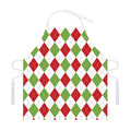 White Red And Green Argyle Pattern Print Adjustable Apron