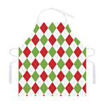 White Red And Green Argyle Pattern Print Adjustable Apron