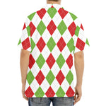 White Red And Green Argyle Pattern Print Aloha Shirt