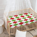White Red And Green Argyle Pattern Print Baby Crib Sheet