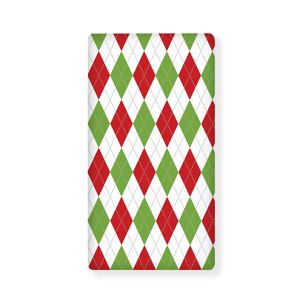 White Red And Green Argyle Pattern Print Baby Crib Sheet