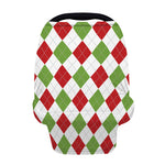 White Red And Green Argyle Pattern Print Baby Seat Cover