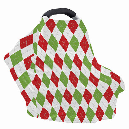 White Red And Green Argyle Pattern Print Baby Seat Cover
