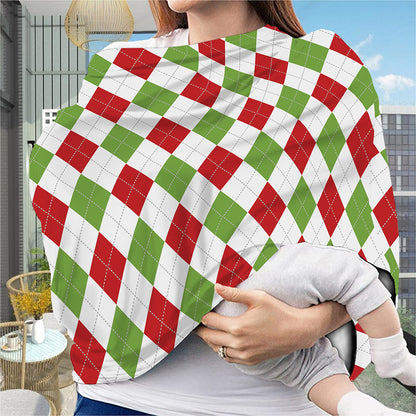 White Red And Green Argyle Pattern Print Baby Seat Cover
