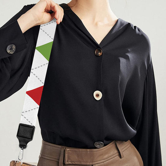 White Red And Green Argyle Pattern Print Bag Strap