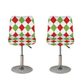 White Red And Green Argyle Pattern Print Bar Stool Covers