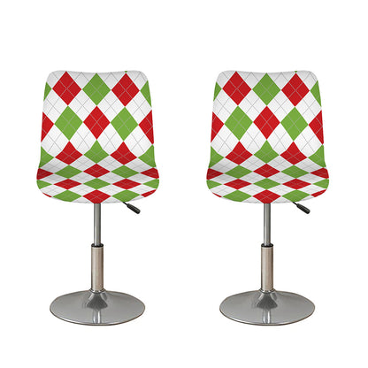 White Red And Green Argyle Pattern Print Bar Stool Covers
