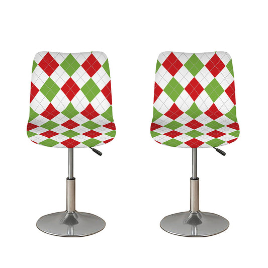 White Red And Green Argyle Pattern Print Bar Stool Covers