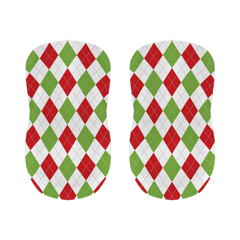 White Red And Green Argyle Pattern Print Bar Stool Covers