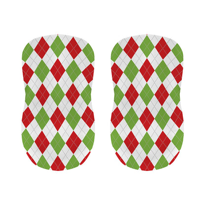 White Red And Green Argyle Pattern Print Bar Stool Covers