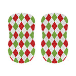 White Red And Green Argyle Pattern Print Bar Stool Covers