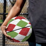 White Red And Green Argyle Pattern Print Basketball