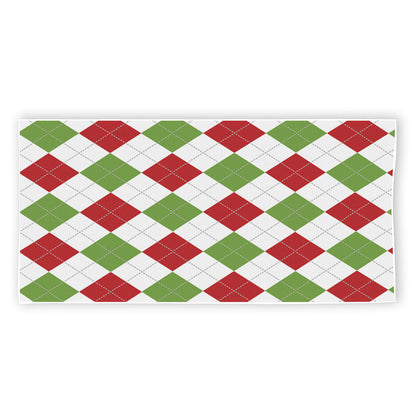 White Red And Green Argyle Pattern Print Beach Towel