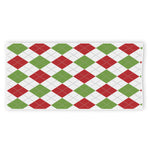 White Red And Green Argyle Pattern Print Beach Towel