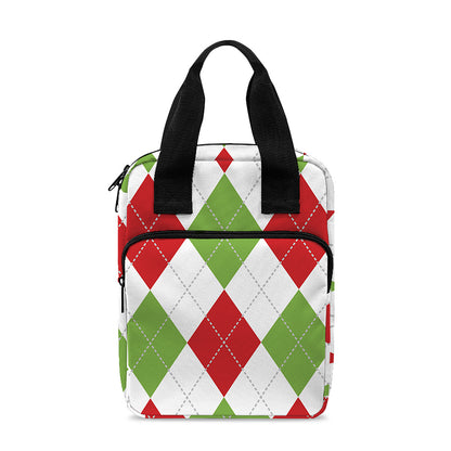 White Red And Green Argyle Pattern Print Bible Tote Bag