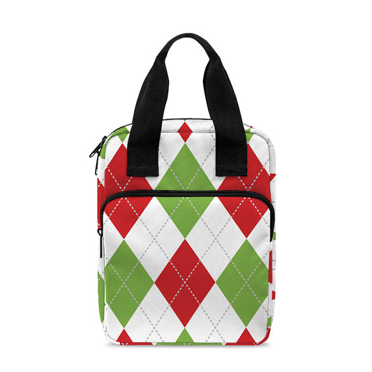 White Red And Green Argyle Pattern Print Bible Tote Bag