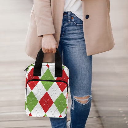White Red And Green Argyle Pattern Print Bible Tote Bag