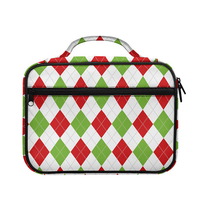 White Red And Green Argyle Pattern Print Briefcase Bible Bag